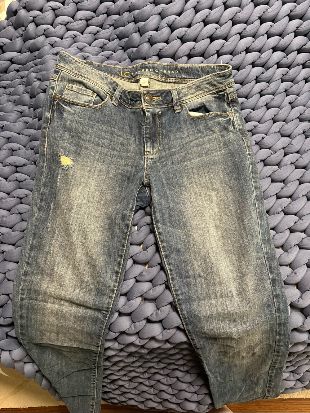 LC Lauren Conrad Women's Skinny Distressed Blue Jeans